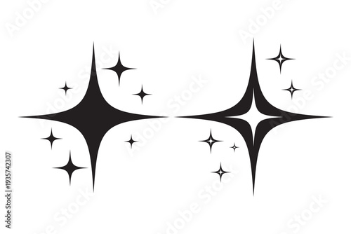 Sparkle Icons. Twinkle stars set. Shine, glitter, twinkling stars. star shapes suggesting sparkle or cleanliness.