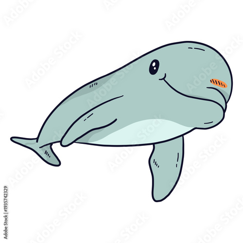 Cute dolphin tail flipper swimming flat