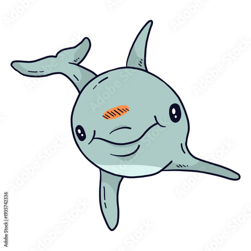 Cute dolphin tail flipper flat