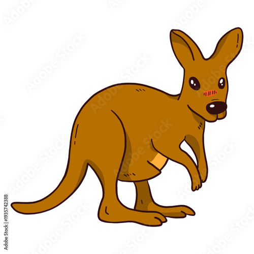 Cute kangaroo tail baby kangaroo ear leg flat