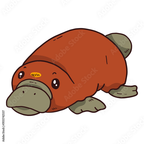 Cute platypus beak duckbill tail flat