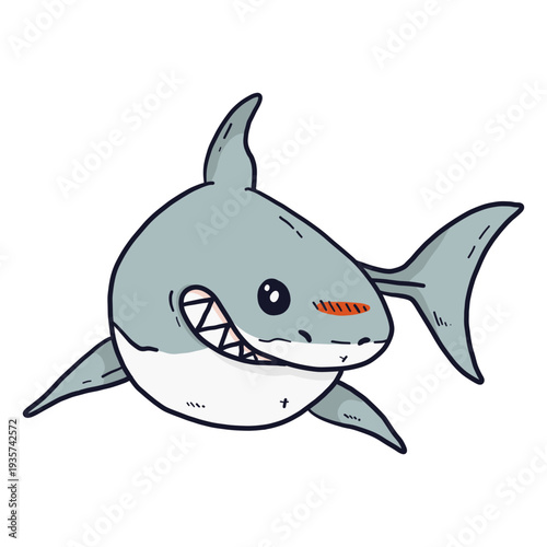 Cute shark tail fin tooth flat