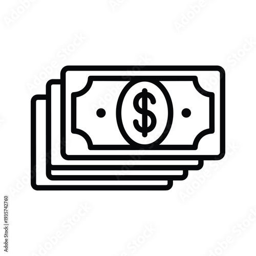 Stack of three illustrated dollar bills symbolizing financial transactions or investments