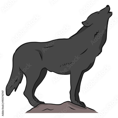 Wolf predator howl leg tail illustration