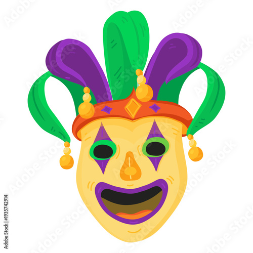Mask clown buffoon jester flat