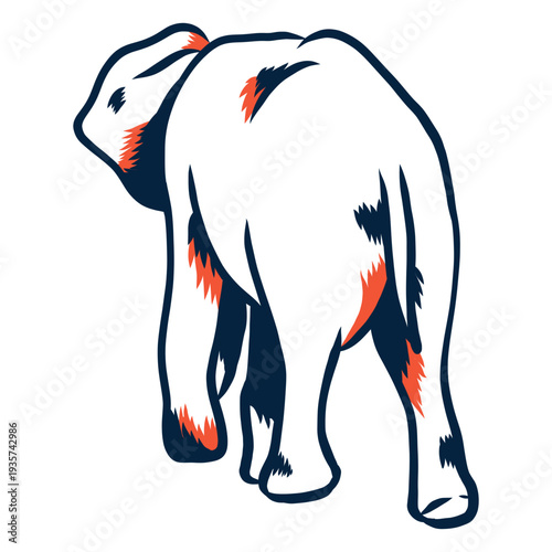 Duotone elephant rear view