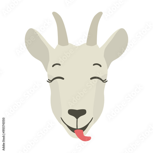 Goat happy tongue horn flat sticker