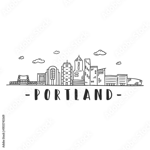 Portland bridge tower sky scraper skyline sticker