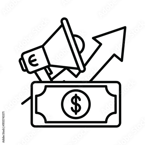 Megaphone amplifying financial growth and investment opportunities