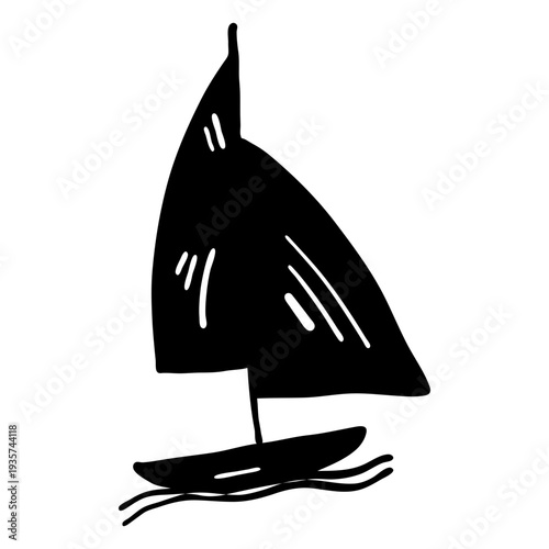 Yacht sailing ship sail deck detailed silhouette