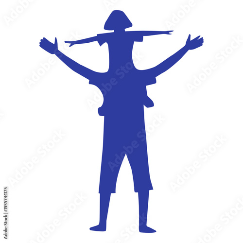 Father and daughter on shoulders silhouette