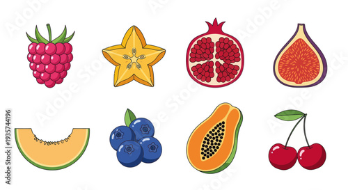 Colorful collection of fresh fruit illustrations