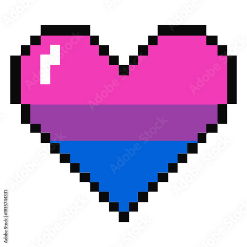 Bisexual heart stripe pixel flat