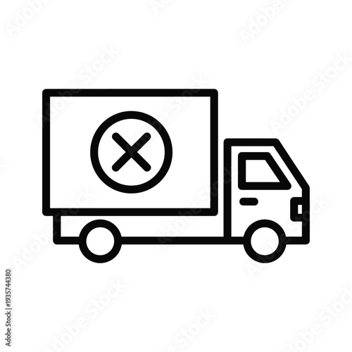 Delivery truck icon with a cancellation symbol on the container