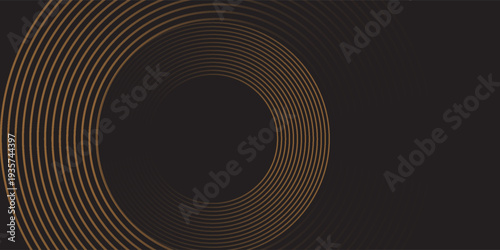 3D brown lines techno abstract background layer on dark blank space with circles shapes effect for backdrop, wallpaper. Modern cincept. Vector Illustration.