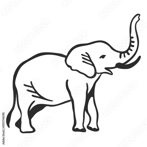 Elephant ivory trunk ear tail flat doodle