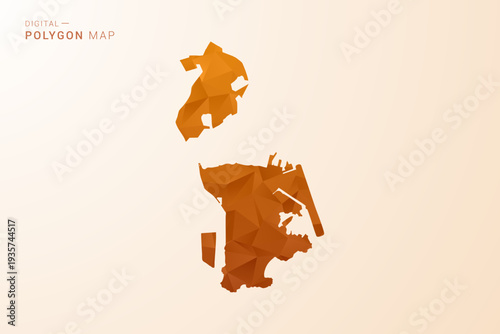 Macao Map - Low Poly Polygon Vector Illustration in Orange Hue, Clean Geometric Style, Isolated on White Background.
