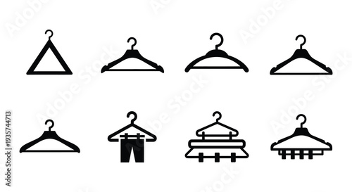 Black silhouettes of clothing hangers and underwear on a white background