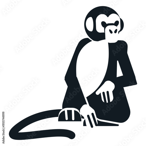 Monkey leg tail muzzle sitting detailed silhouette animal