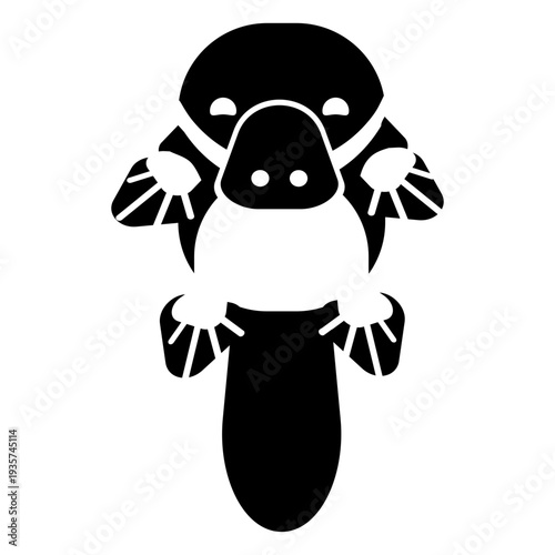 Platypus duckbill tail leg beak detailed silhouette animal