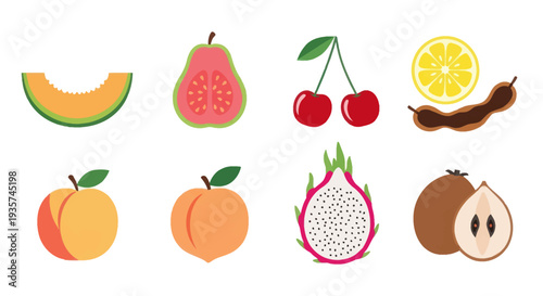 Colorful fruit assortment isolated on white