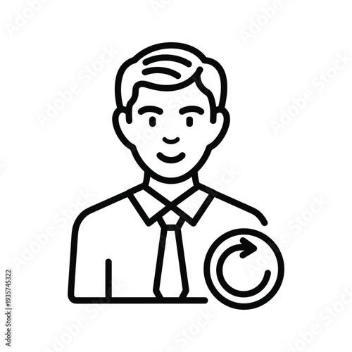 Professional man icon with clock symbol indicating time management or scheduling