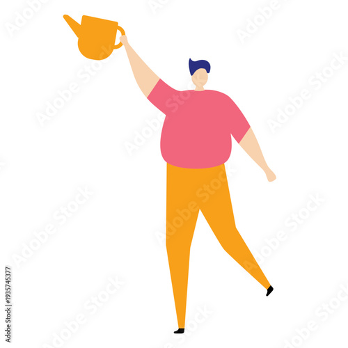 Watering can watering pot man flat watering