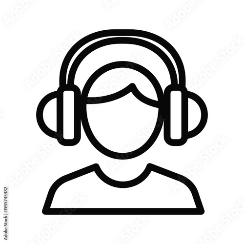 Person wearing over-ear headphones in a minimalist design