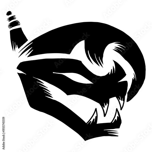 Cobra snake tooth detailed silhouette tattoo