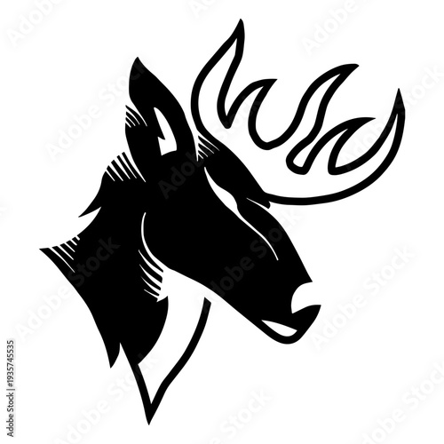 Deer antler detailed silhouette tattoo