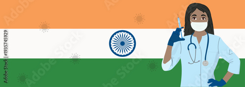 Nipah virus vaccination banner concept. Copy space. Vector illustration for website header background. 