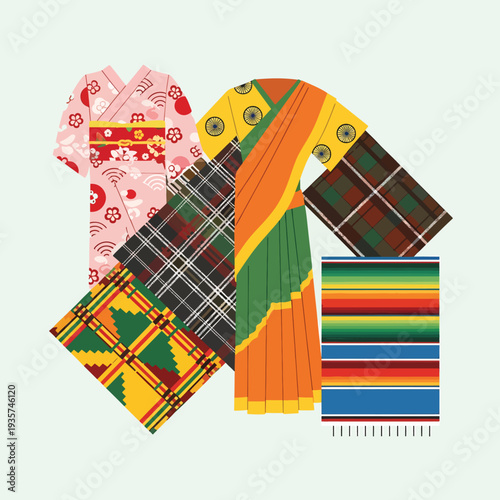 Colorful Traditional Textiles and Fabric Patterns.
