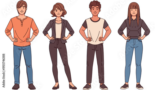 Diverse group of young adults standing confidently together