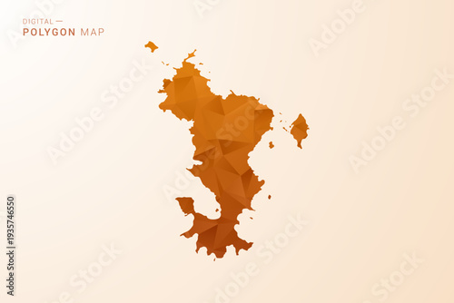 Mayotte Map - Low Poly Polygon Vector Illustration in Orange Hue, Clean Geometric Style, Isolated on White Background.