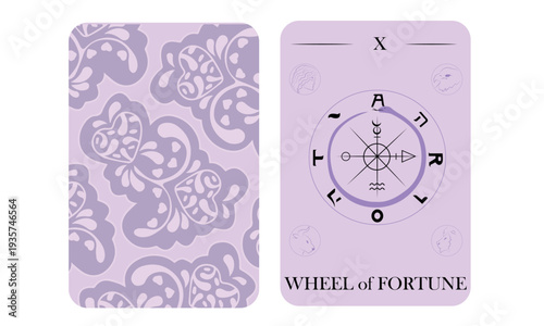 Wheel of Fortune Tarot Card – Major Arcana X Esoteric Spiritual Vector Design