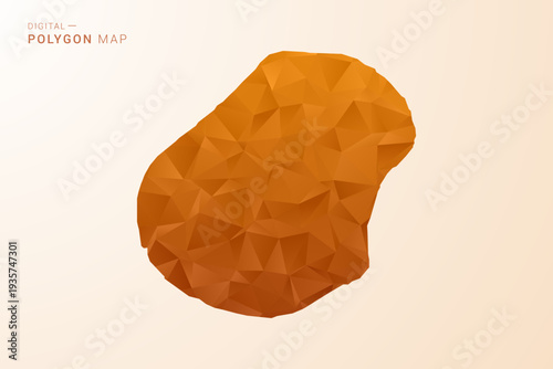 Nauru Map - Low Poly Polygon Vector Illustration in Orange Hue, Clean Geometric Style, Isolated on White Background.