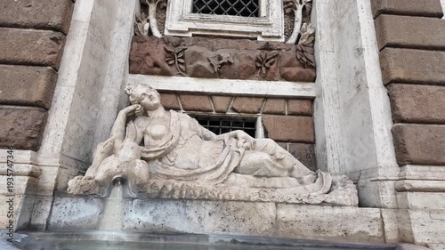 Cinematic Close Up Statue Of Goddess Diana Porta Pia Rome