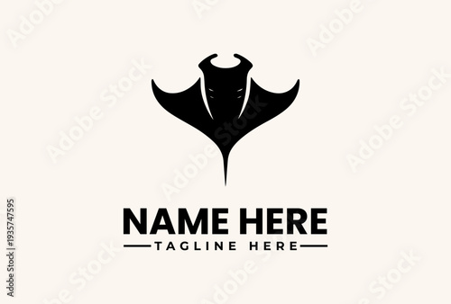 A minimalist vector illustration of a tuxedo logo with placeholder text on a clean white background.