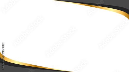 Elegant abstract background template with luxurious golden and dark grey curved borders, perfect for premium presentations, certificates, or stylish graphic designs