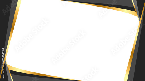 Modern Curved Black and Gold Border Template for Elegant Backgrounds, Certificates, Diplomas, Awards, Invitations, or Formal Presentations