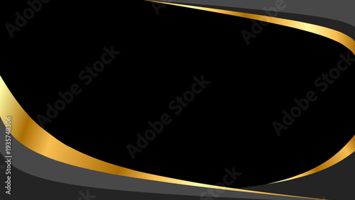 Elegant black and gold abstract background with curved lines creating a luxurious and sophisticated design