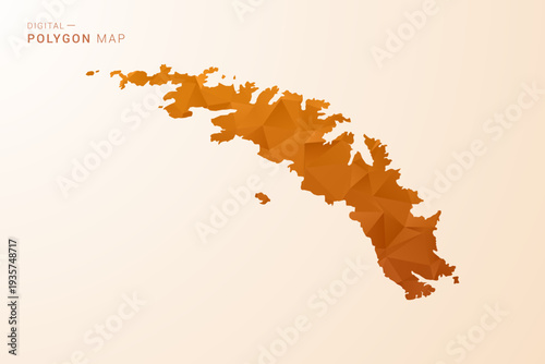 South Georgia and the South Sandwich Islands Map - Low Poly Polygon Vector Illustration in Orange Hue, Clean Geometric Style, Isolated on White Background.