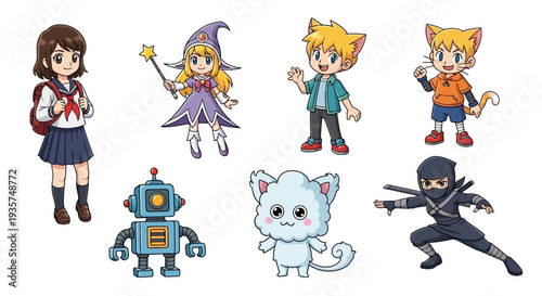 Colorful cartoon characters for kids and education