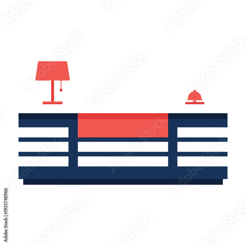 Minimalist modern wooden bench with integrated red cushioning and stylish side table lamp for cozy indoor seating arrangement in contemporary living space design