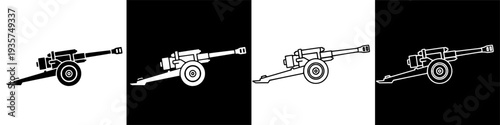 Military Artillery Cannon Vector Illustration, Symbol of Conflict and Defense
