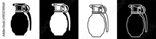Grenade icons in white and black on dark background