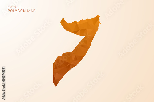 Somalia Map - Low Poly Polygon Vector Illustration in Orange Hue, Clean Geometric Style, Isolated on White Background.