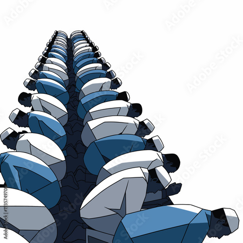 Spine Anatomy Illustration with Blue Vertebrae.