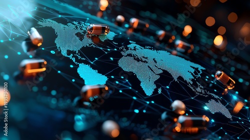 Illustration of Global Network of Pharmacovigilance Monitoring Drug Safety Worldwide