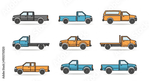 Collection of Pickup Trucks in Various Styles and Colors.